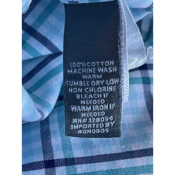 BONOBOS Long Sleeve Button Down Shirt Mens XL Long Slim Fit 100% Cotton Plaid - Picture 4 of 4